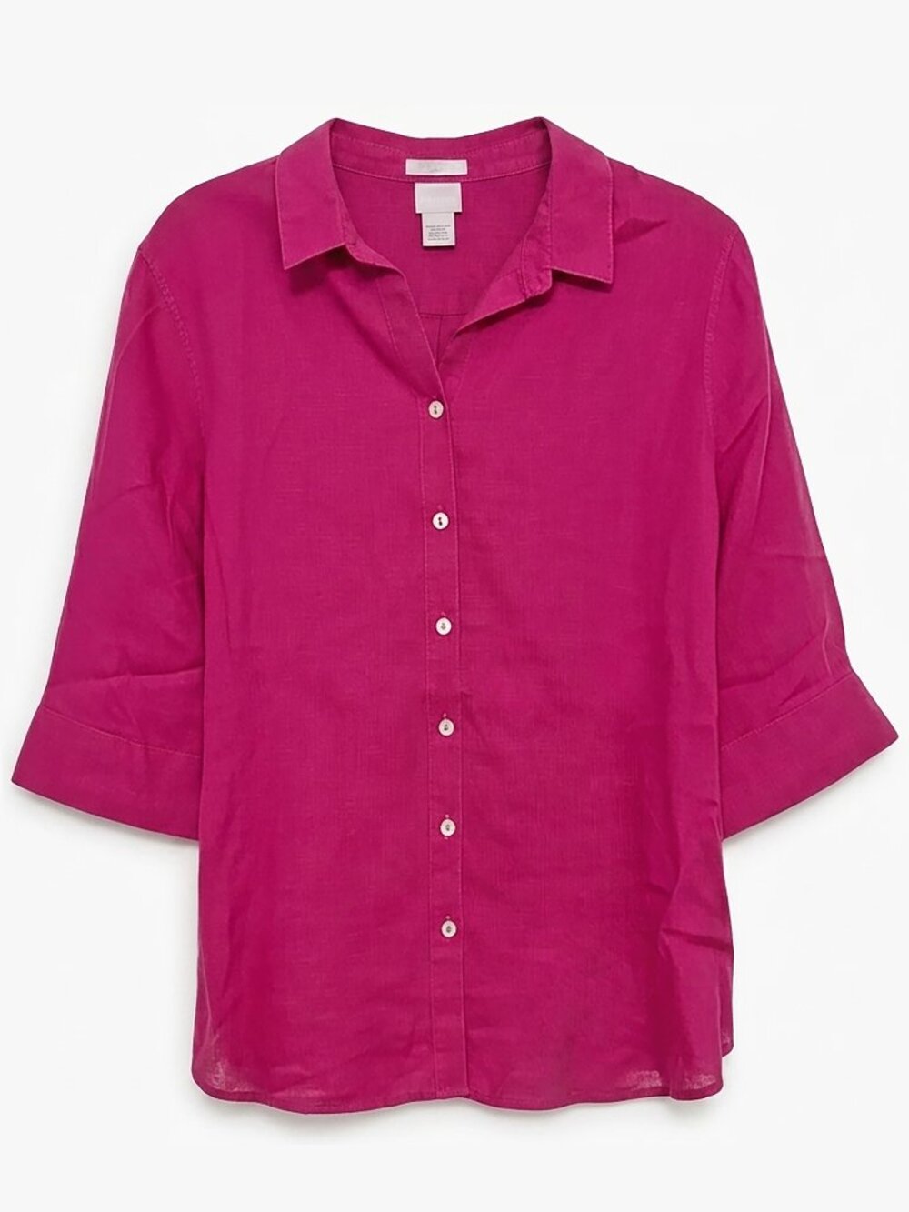 NWT Chico’s No-Iron Linen 3/4 Sleeve Shirt – Botanic Berry